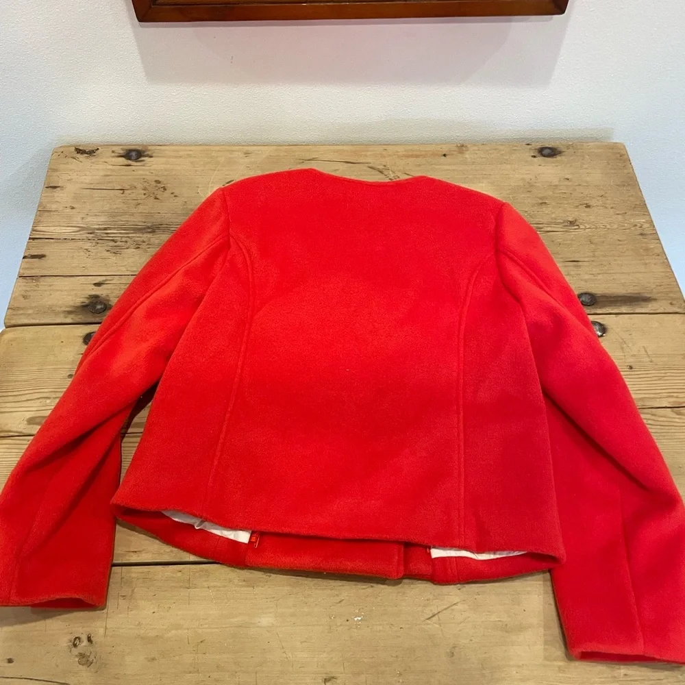 Anthropologie Vibrant blood orange  Blazer with Gold Buttons - Picture 7 of 8